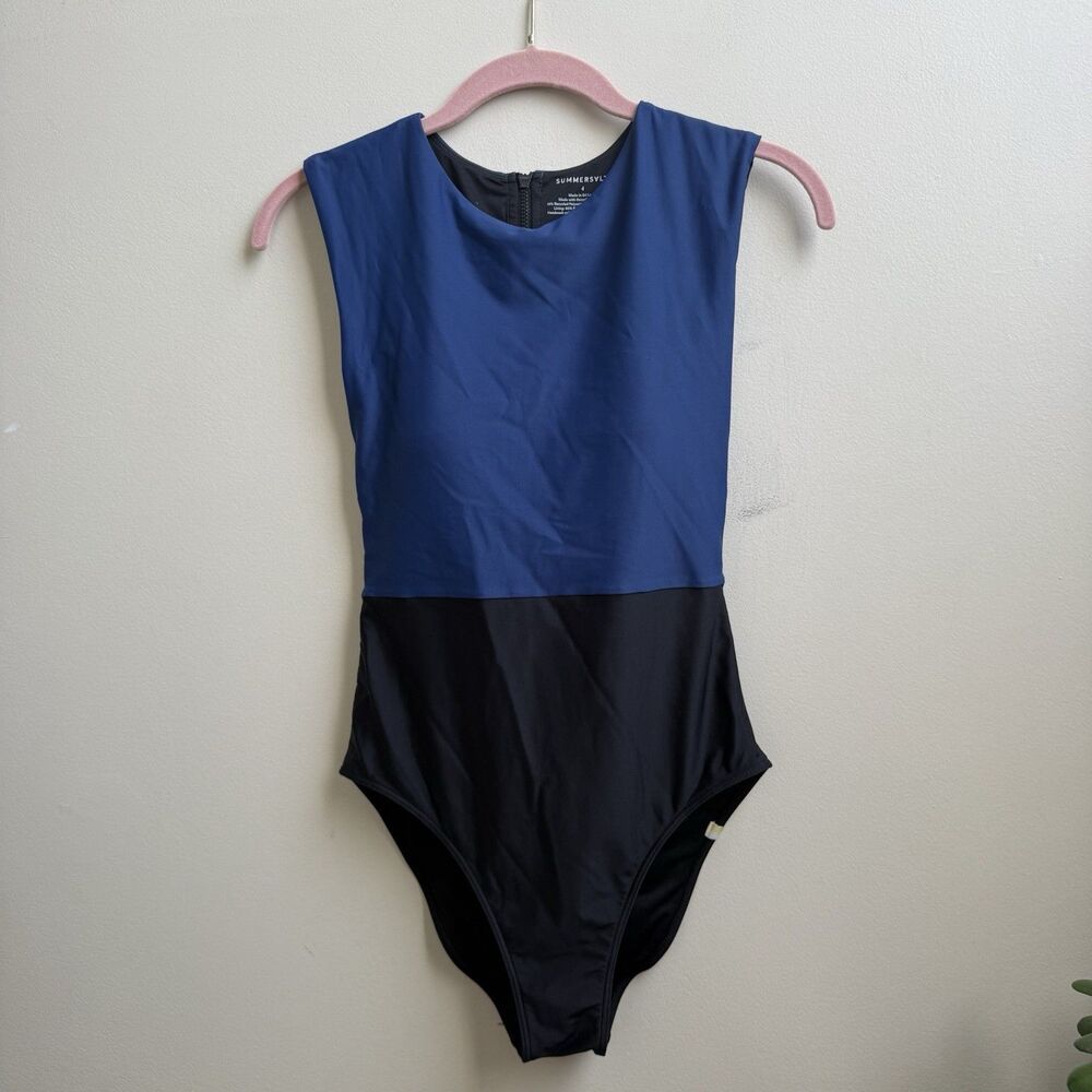 Summersalt Brand Women's Size 4 Black & Blue  One Piece Swimsuit